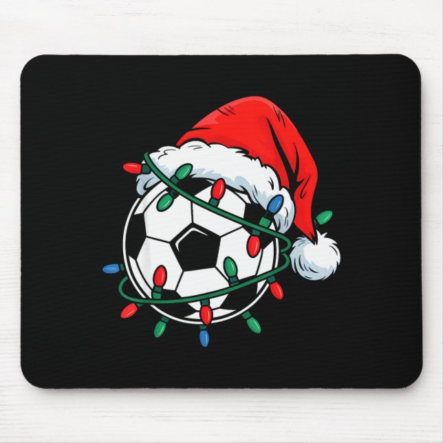Tapis De Souris Soccer Ball Santa Hat Xmas Funny Christmas Soccer  (Devant)