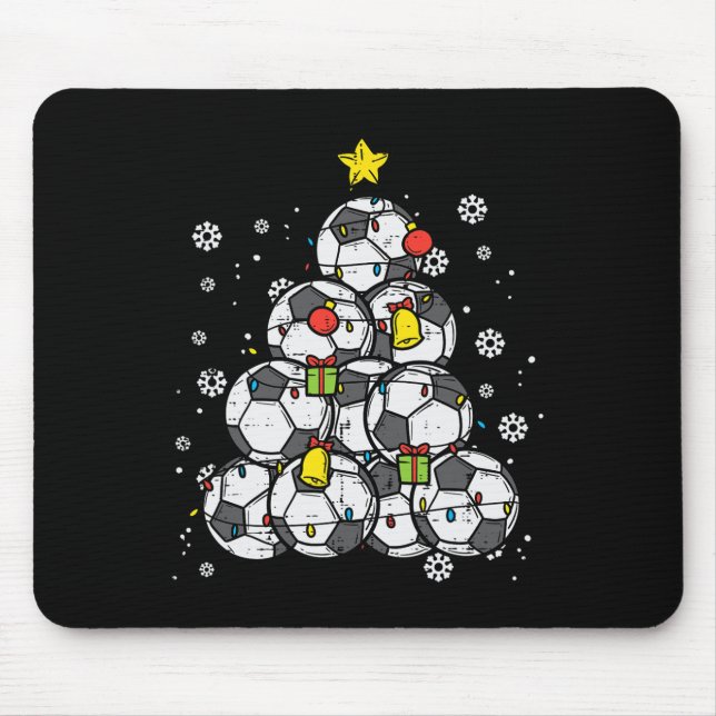 Tapis De Souris Soccer Noël Arbre Joueur Joueurs Garçons Filles Ho (Devant)