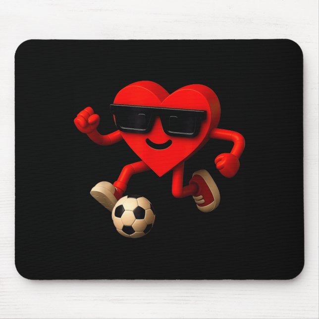 Tapis De Souris Soccer Valentines Day Cute Funny Heart Boys Girls  (Devant)