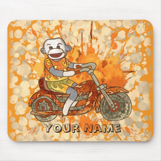 Tapis De Souris Sock Monkey Biker (Devant)