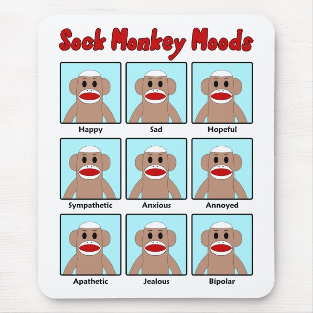 Tapis De Souris Sock Monkey Moods Mousepad (Devant)