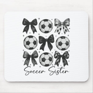 Tapis De Souris Sœur de football Coquette drôle Bow Sœur de footba