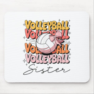 Tapis De Souris Sœur de volleyball groovy coquette arc volleyball