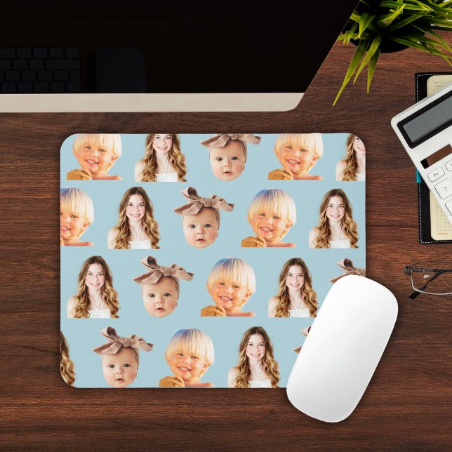 Tapis De Souris Soft Blue Maman de 3 enfants Photo personnalisée (Cute Blue Mom of 3 Kids Photo Personalized Mouse Pad
)