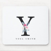 SOFT BLUSH BLUE FLORAL ALPHABETS NAME LETTER Y