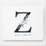 TAPIS DE SOURIS SOFT BLUSH BLUE FLORAL ALPHABETS NAME LETTER Z<br><div class="desc">If you need any further customisation please feel free to message me on yellowfebstudio@gmail.com.</div>