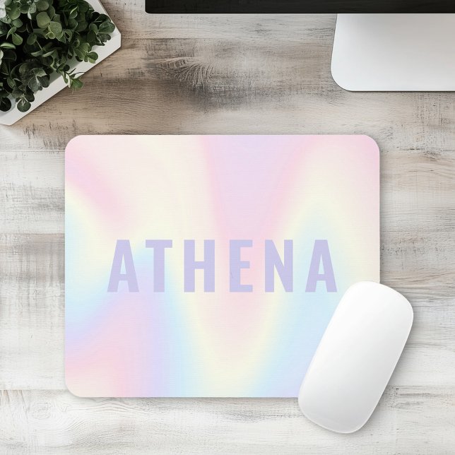 Tapis De Souris Soft pastel nom arc-en-ciel tendance moderne minim (Soft pastel rainbow name trendy modern minimal mouse pad)