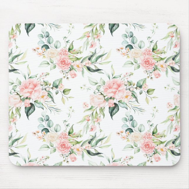 Tapis De Souris Soft Pastel Rose Rose Flower Motif (Devant)