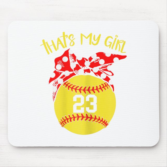 Tapis De Souris Softball Chignon Décoiffé C'est Ma Fille #23 Maman (Devant)