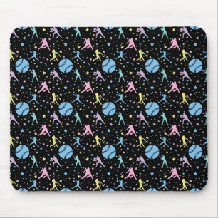 Tapis De Souris Softball Féminin - Joueuses avec Étoiles