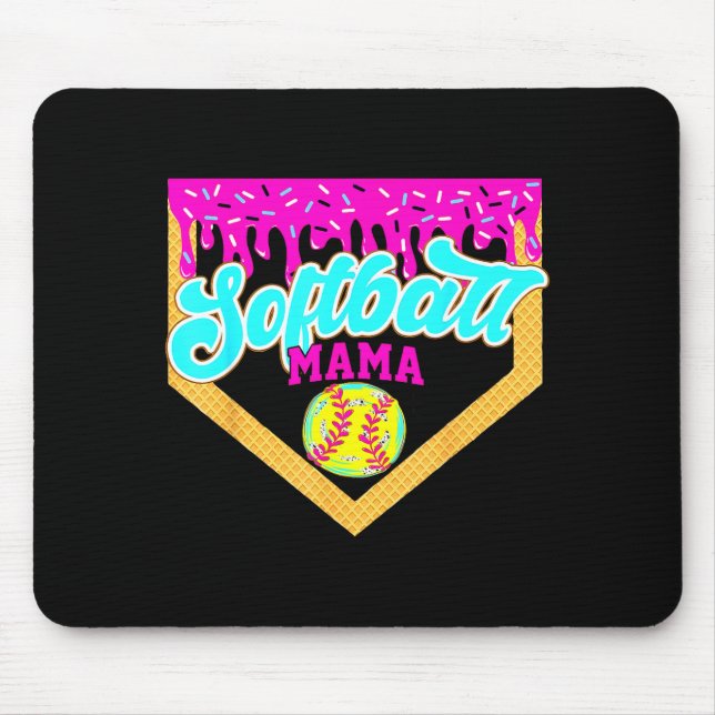 Tapis De Souris Softball Mama Drip Ice Cream Dripping Game Day Sof (Devant)