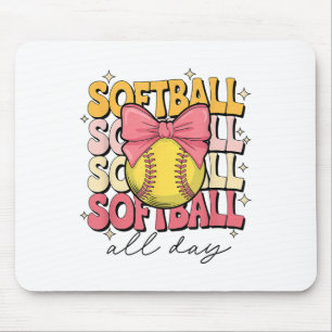 Tapis De Souris Softball super Coquette Bow Softball Lover Softbal