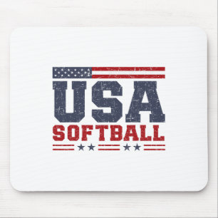 Tapis De Souris Softball Usa Drapeau Américain Femmes Hommes Patri