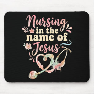 Tapis De Souris Soins au nom de Jésus infirmière chrétienne Infirm