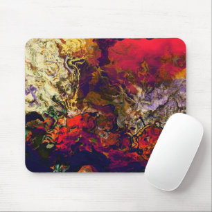 Tapis De Souris Soirée Abstraite Rouge, Crème et tourbillon de min