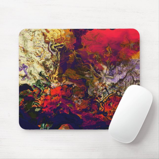 Tapis De Souris Soirée Abstraite Rouge, Crème et tourbillon de min (Avec souris)