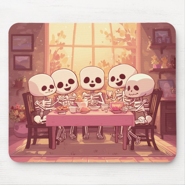 Tapis De Souris Soirée Cute Skeleton - Mousepad (Devant)