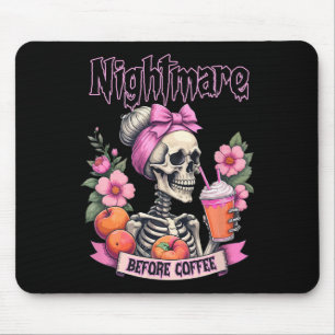 Tapis De Souris Soirée Effrayant Avant Café Halloween Fleur Sk