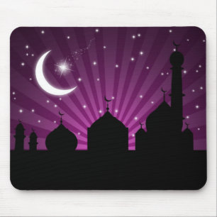 Tapis De Souris Soirée Mosquée Silhouette Purple - Mousepad