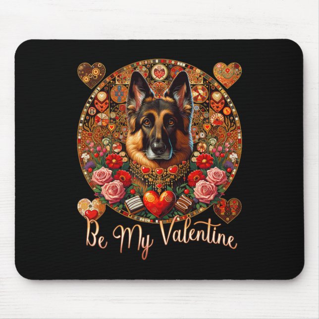 Tapis De Souris Sois ma Valentine Fleur de Chien Red Heart Day - A (Devant)