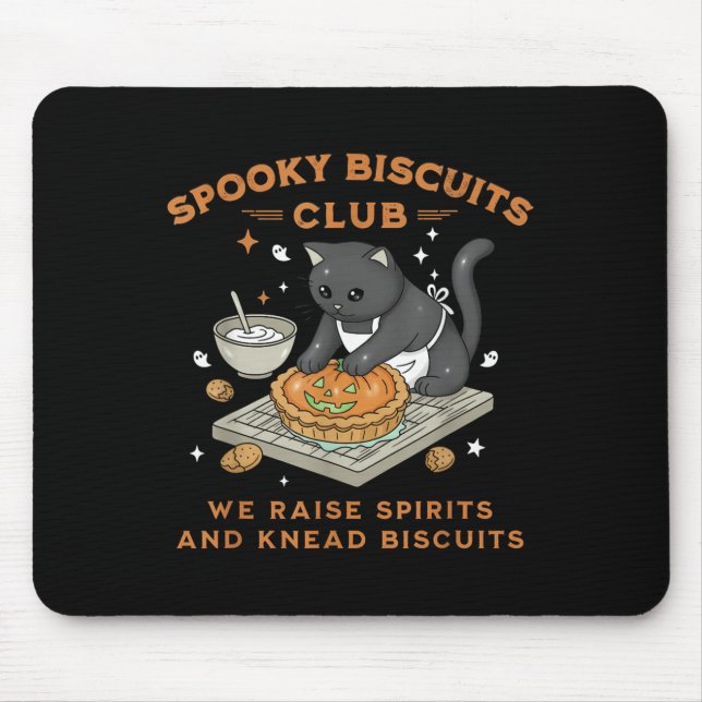 Tapis De Souris Soky Biscuits Club Chat noir Citrouille Halloween  (Devant)