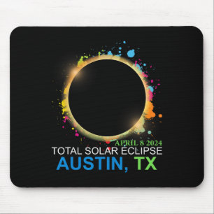 Tapis De Souris Solar Eclipse 2024 Austin Texas Colorful Totality