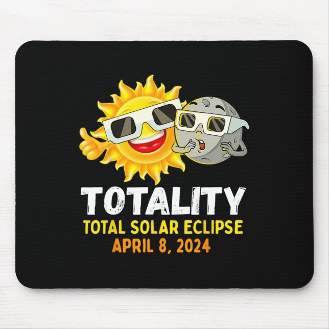 Tapis De Souris Solar Eclipse 2024 Gles Funny Sun Moon Garçons (Devant)
