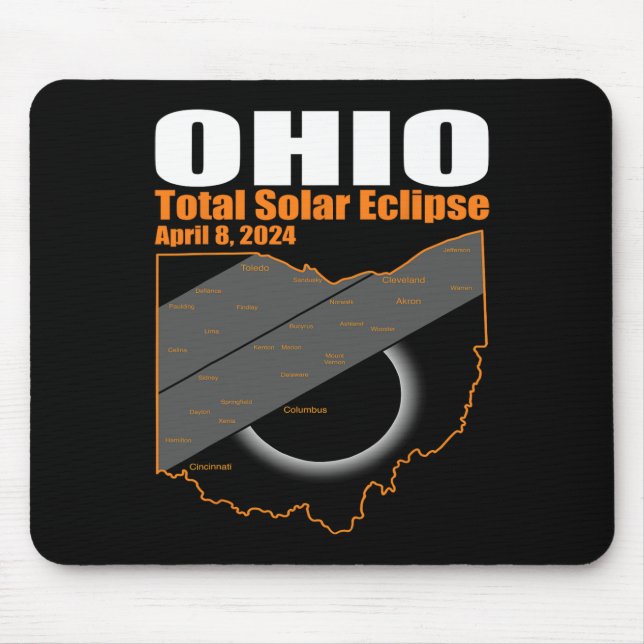 Tapis De Souris Solar Eclipse 2024 State Ohio Map Total Solar Ecli (Devant)
