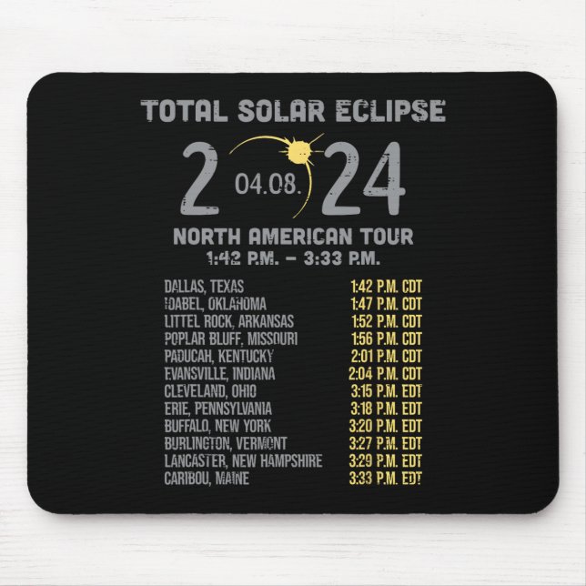 Tapis De Souris Solar Eclipse 2024 Totalité Avril 8 Hommes Femmes  (Devant)
