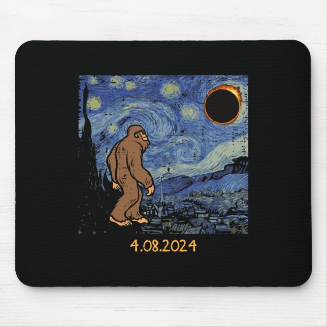 Tapis De Souris Solar Eclipse Bigfoot Starry Night Sasquatatatts M (Devant)