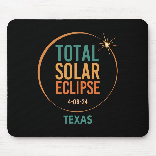 Tapis De Souris Solar Eclipse Texas 8 avril 2024 Totalité (Devant)