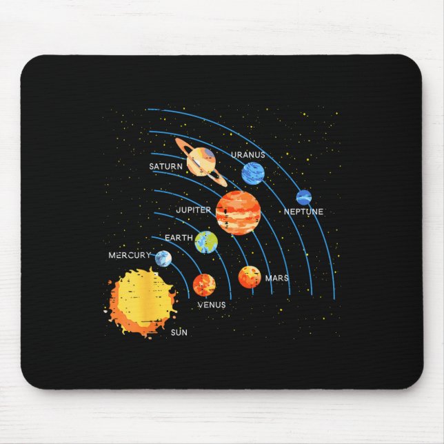 Tapis De Souris Solar System Sun Planets Orbit Space Galaxy Men Wo (Devant)