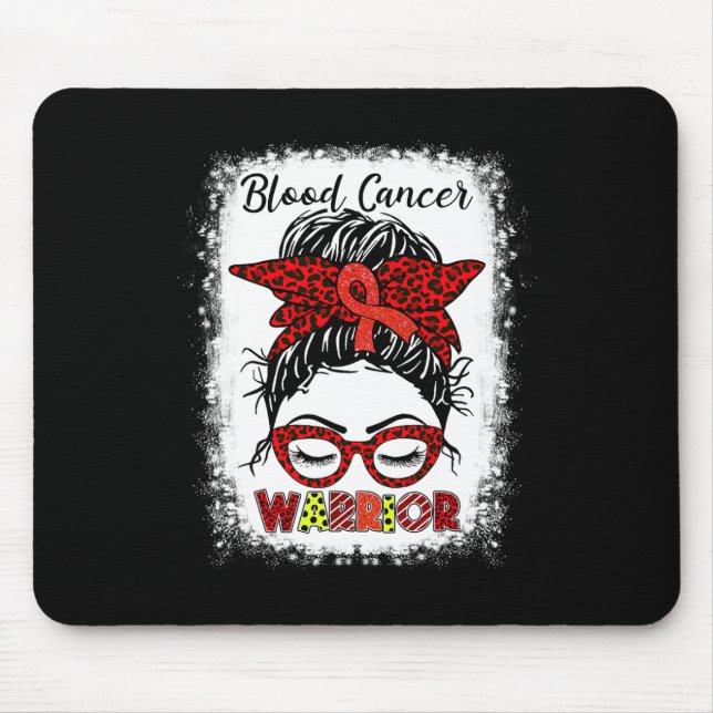 Tapis De Souris Soldat du cancer du sang Messy Bun Red Ribbon Leop (Devant)