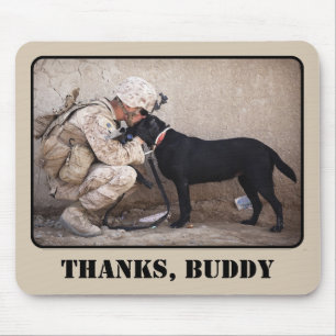 Tapis De Souris Soldat en tenue de combat avec son chien militaire