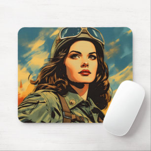 Tapis De Souris Soldat Femme Sci-Fi Vintage