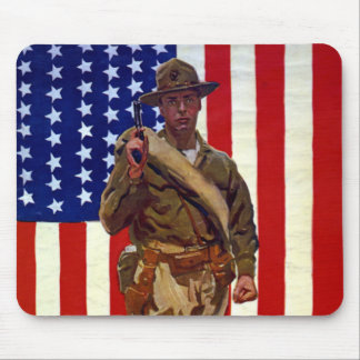 Tapis De Souris Soldat patriotique vintage avec drapeau américain