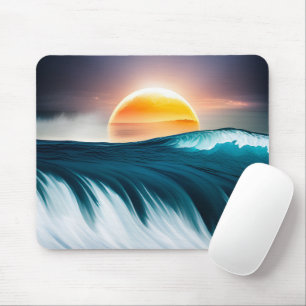 Tapis De Souris Soleil au-dessus des vagues océaniques