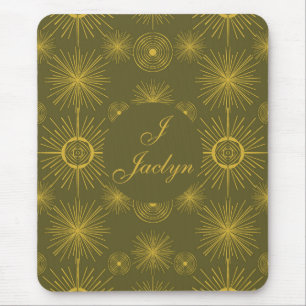 Tapis De Souris Soleil céleste étoiles Vert olive
