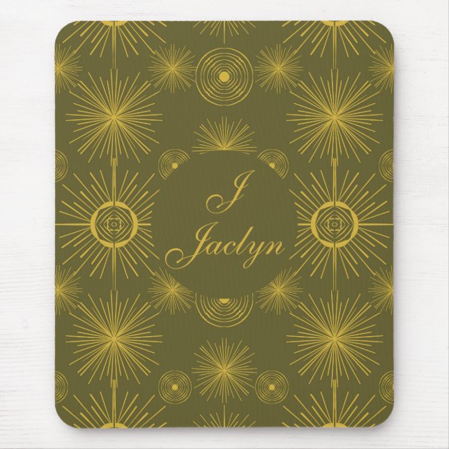 Tapis De Souris Soleil céleste étoiles Vert olive (Devant)