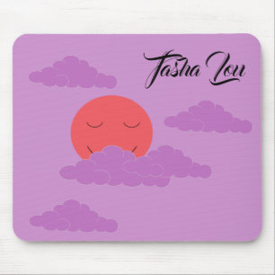 Tapis De Souris Soleil couchant avec des nuages violets : lavande