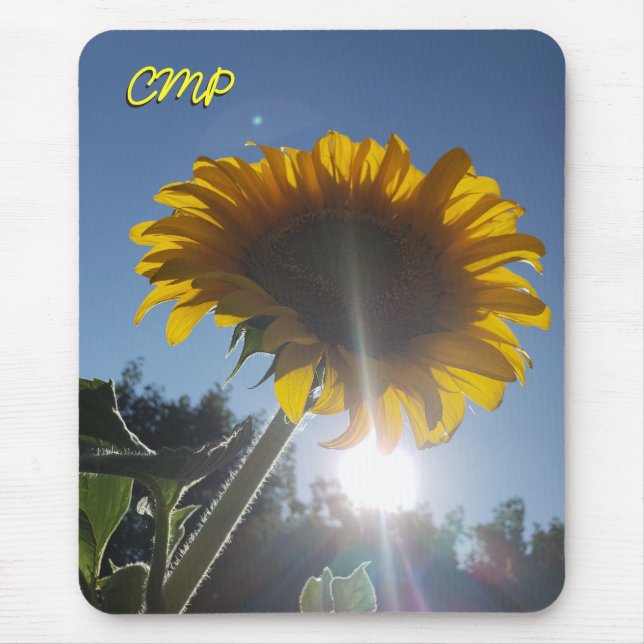 Tapis De Souris Soleil d'été et tournesol avec vos initiales (Devant)