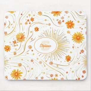 Tapis De Souris Soleil doré et rayons - avec étoile Abstraite