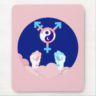 Tapis De Souris Soleil et Lune de Pouvoir et d'Équilibre Symbole T