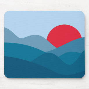 Tapis De Souris Soleil minimaliste bleu prussien