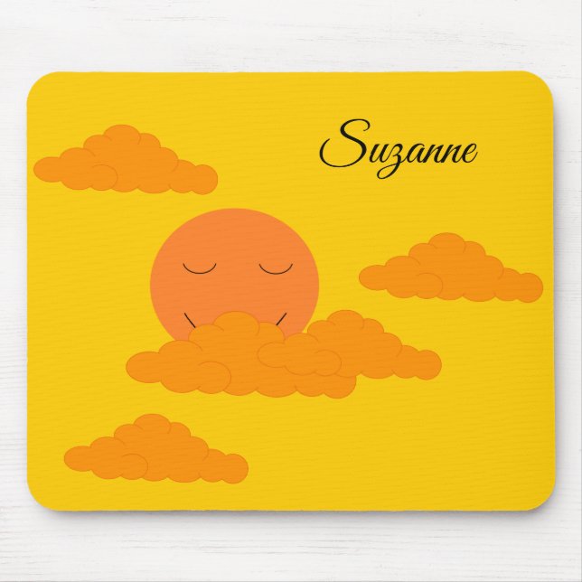 Tapis De Souris Soleil orange dans un ciel doré :  (Devant)