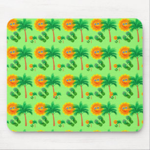 Tapis De Souris Soleil, palmiers et tongs