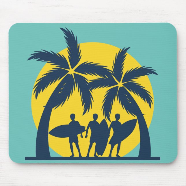 Tapis De Souris Soleil surf et palmiers surf cool (Devant)