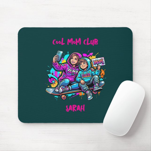 Tapis de souris Sombre sarcelle Graffiti Maman et  (Avec souris)