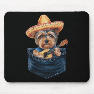 Tapis De Souris Sombrero Yorkshire Terrier Chien Jouant Guitare Ci