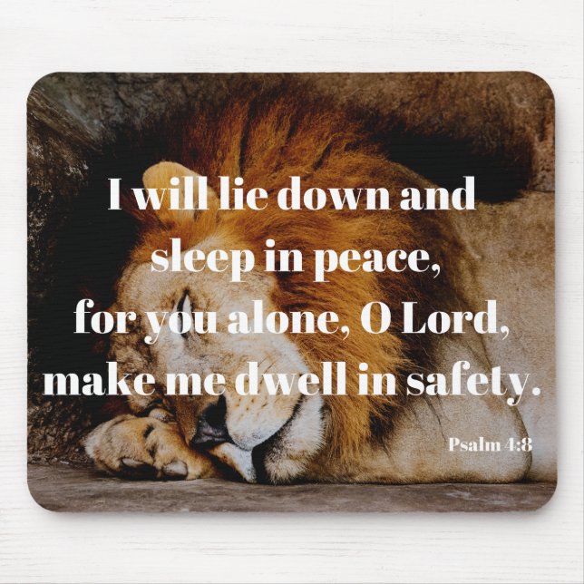 Tapis De Souris Sommeil En Paix Bible Verse Psaume 4:8 (Devant)